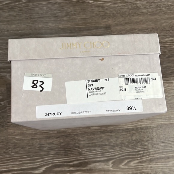 Jimmy Choo Rudy Suede And Patent Platform Pumps In Navy - Picture 8 of 9